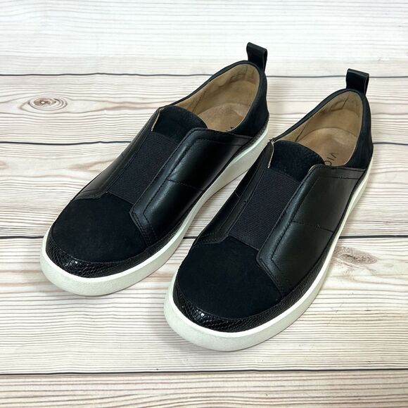 Vionic ZINAH Slip On Sneaker Womens 8 Black Leather Suede Casual Orthotic Shoes - Picture 13 of 15